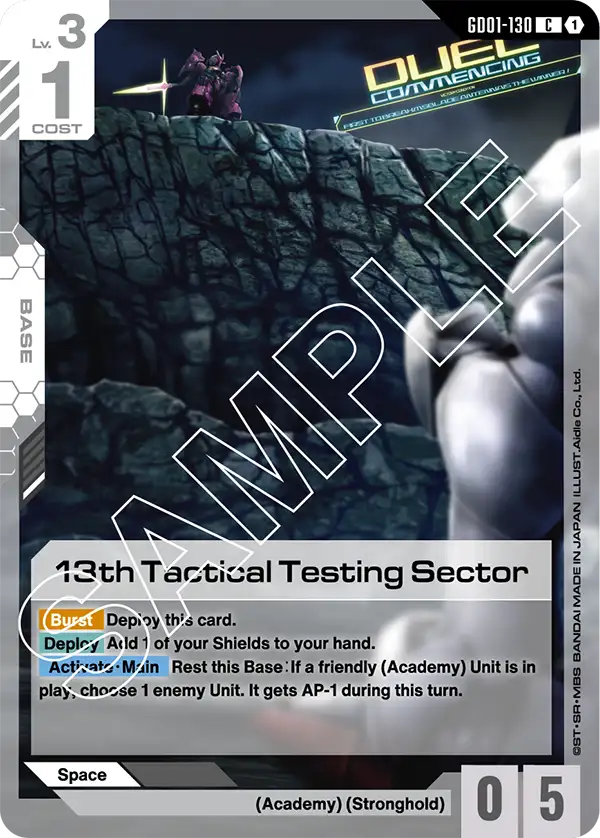 Gundam Card Game - GD01 Newtype Rising 13th Tactical Testing Sector GD01-130